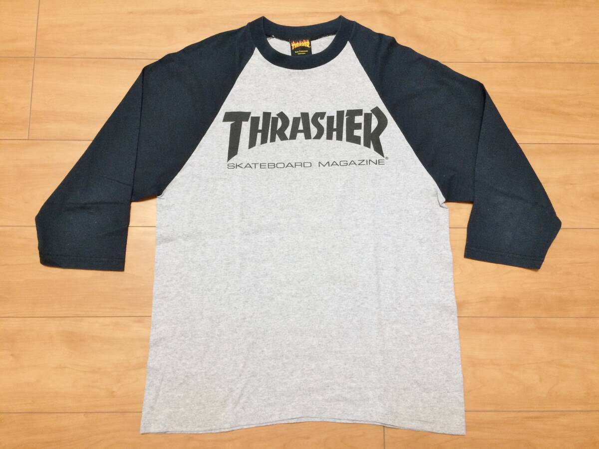 00's "THRASHER"スラッシャー オフィシャル七分丈Tシャツ USA製拍卖