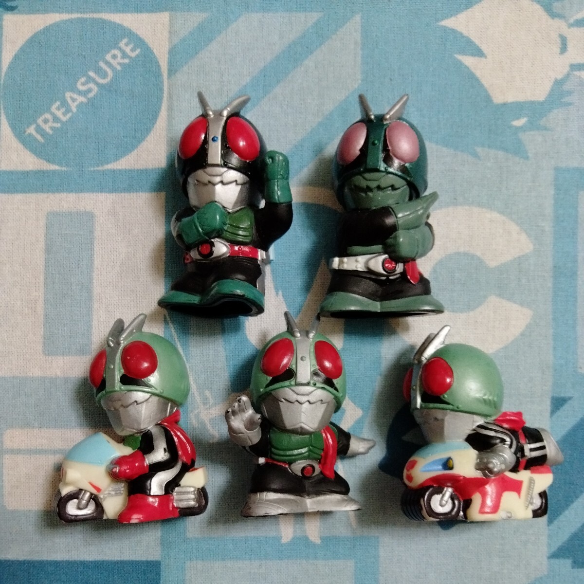 仮面ライダーキッズ 旧 新 1 2 号 サイクロン 5種セット 未使用品 微傷あり ソフビ ソフトビニール フィギュア 指人形 パペット 食玩 拍卖