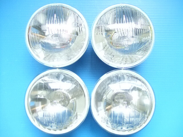 良品 シビエ 丸目4灯 凸レンズ ヘッドライト 旧車ロービーム ハイビーム ヘッドランプ CIBIE 丸4灯 丸型 丸形 145パイ 当時物 箱付き A5 A7拍卖