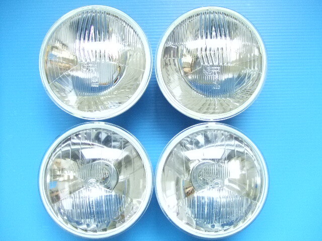 新品と中古 シビエ 丸目4灯 凸レンズ ヘッドライト 旧車ロービーム ハイビーム ヘッドランプCIBIE 丸4灯 丸型 丸形145パイ当時物 品番K6 C4拍卖