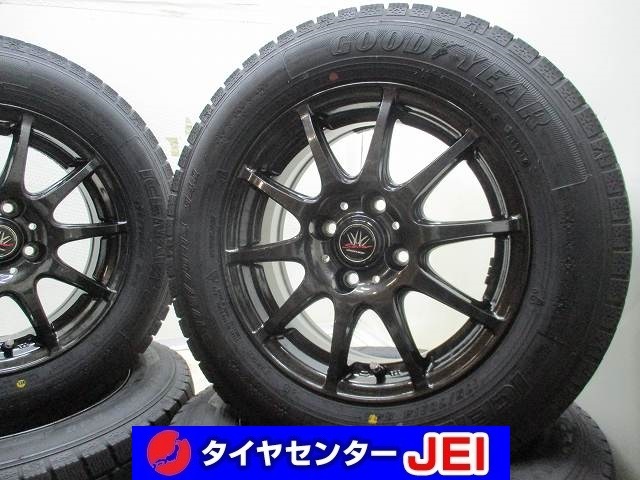 14インチ グッドイヤー バリ溝 175/70R14 5.5J+42 100 コンパクトカー 中古スタッドレスタイヤホイール【4本セット】送料無料(SA14-4052)拍卖