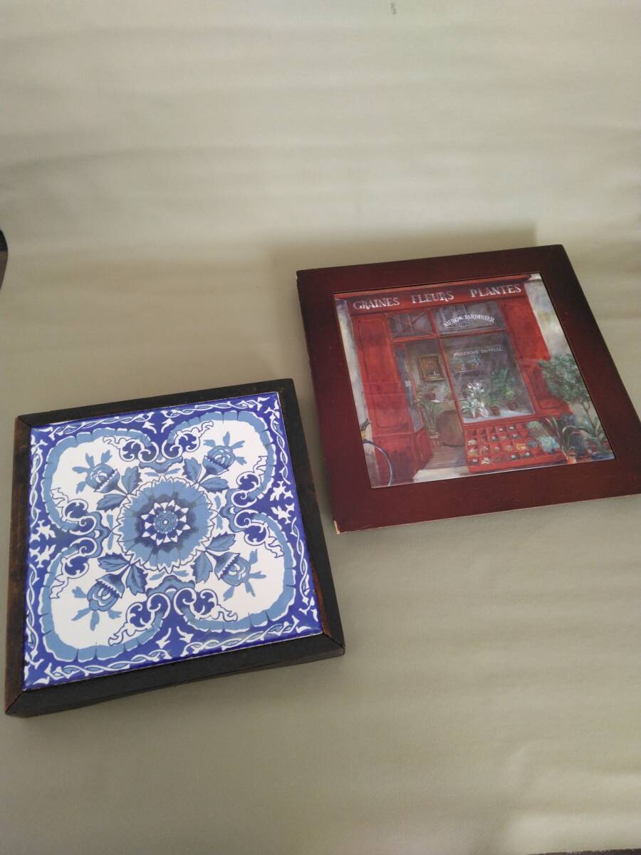 鍋敷き 壁掛け 飾り オブジェ 不備汚れ劣化あり 2枚ぐみ拍卖