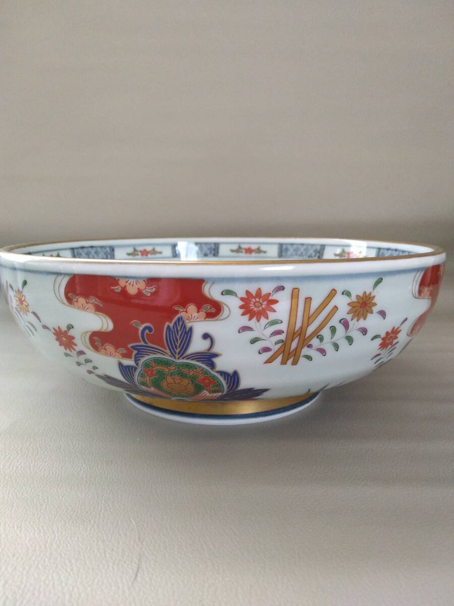 菓子器菓子鉢 茶道具 紀窯 金彩色絵 盛り皿 丼 多目的鉢 口径約19センチ拍卖