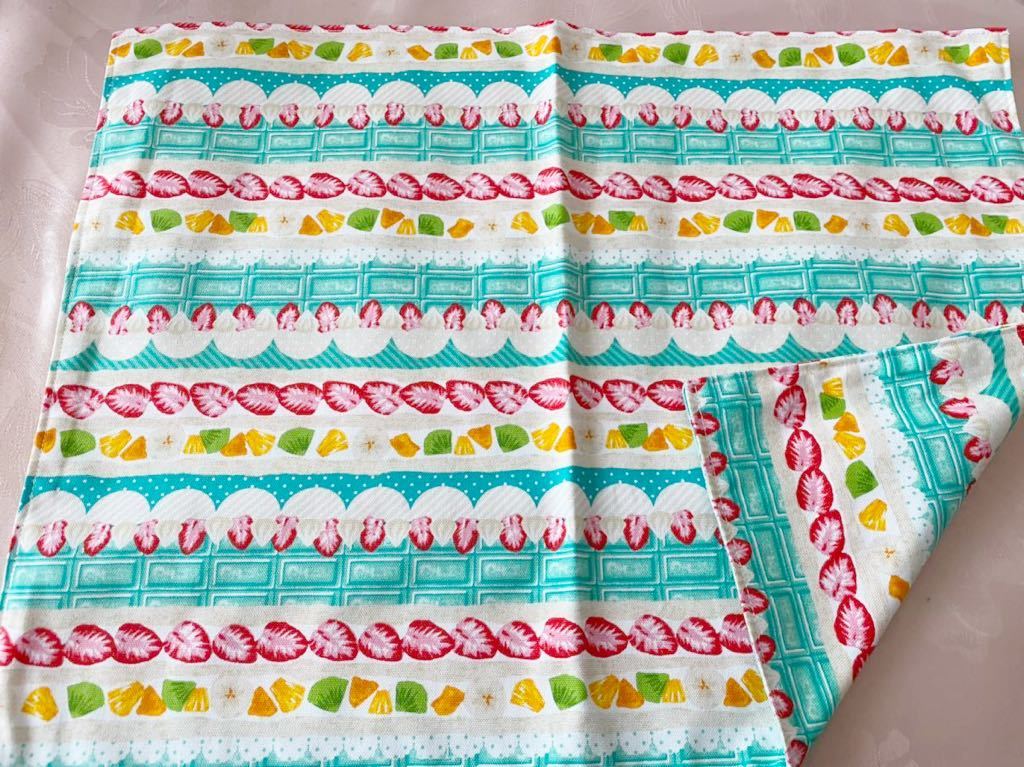 No.470 裏付ランチョンマット ハンドメイド 35x45 フルーツサンド 緑色拍卖