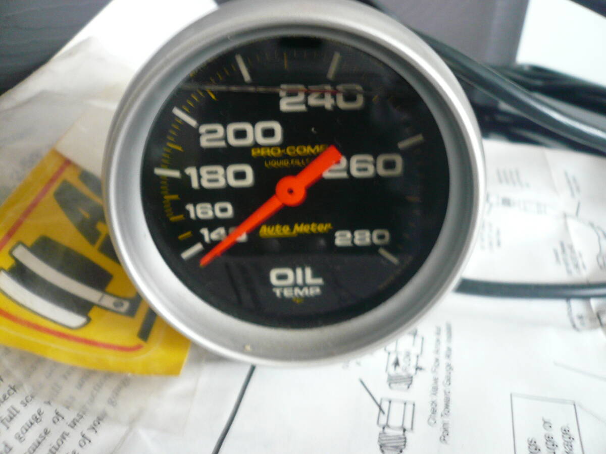 オートメーターAuto Meter PRO-COMP LIQUID-FILLED OIL TEMP 140~280 MADE IN USA 当時物希少素人長期保管品拍卖
