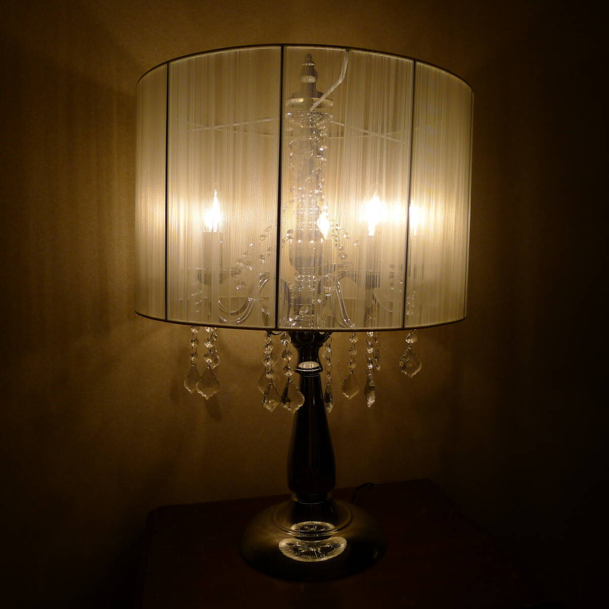 ★早い者勝ち!入手困難品★旧定価約5万円★お姫様系★クリルタル オーナメント★大型 5灯 シャンデリア ベッドサイド テーブル ライト★拍卖