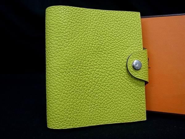 ■新品同様■ HERMES エルメス ユリスPM トゴ シルバー金具 手帳カバー スケジュール帳 ステーショナリー □L刻印 イエロー系 FA4116拍卖