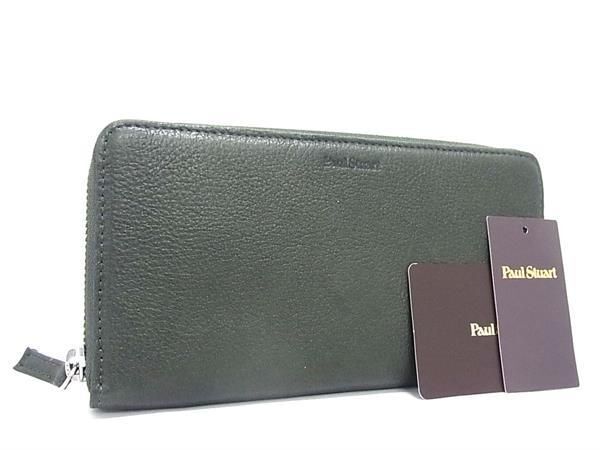 ■新品■未使用■ Paul Stuart ポールスチュアート レザー ラウンドファスナー 長財布 ウォレット グリーン系 BK1455拍卖