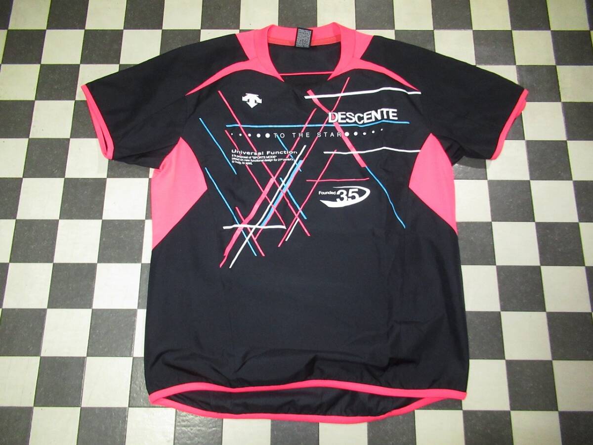 ★デサント/DESCENTE★良品 M バレーボールウォームアップジャケット 半袖ピステ ブラック拍卖