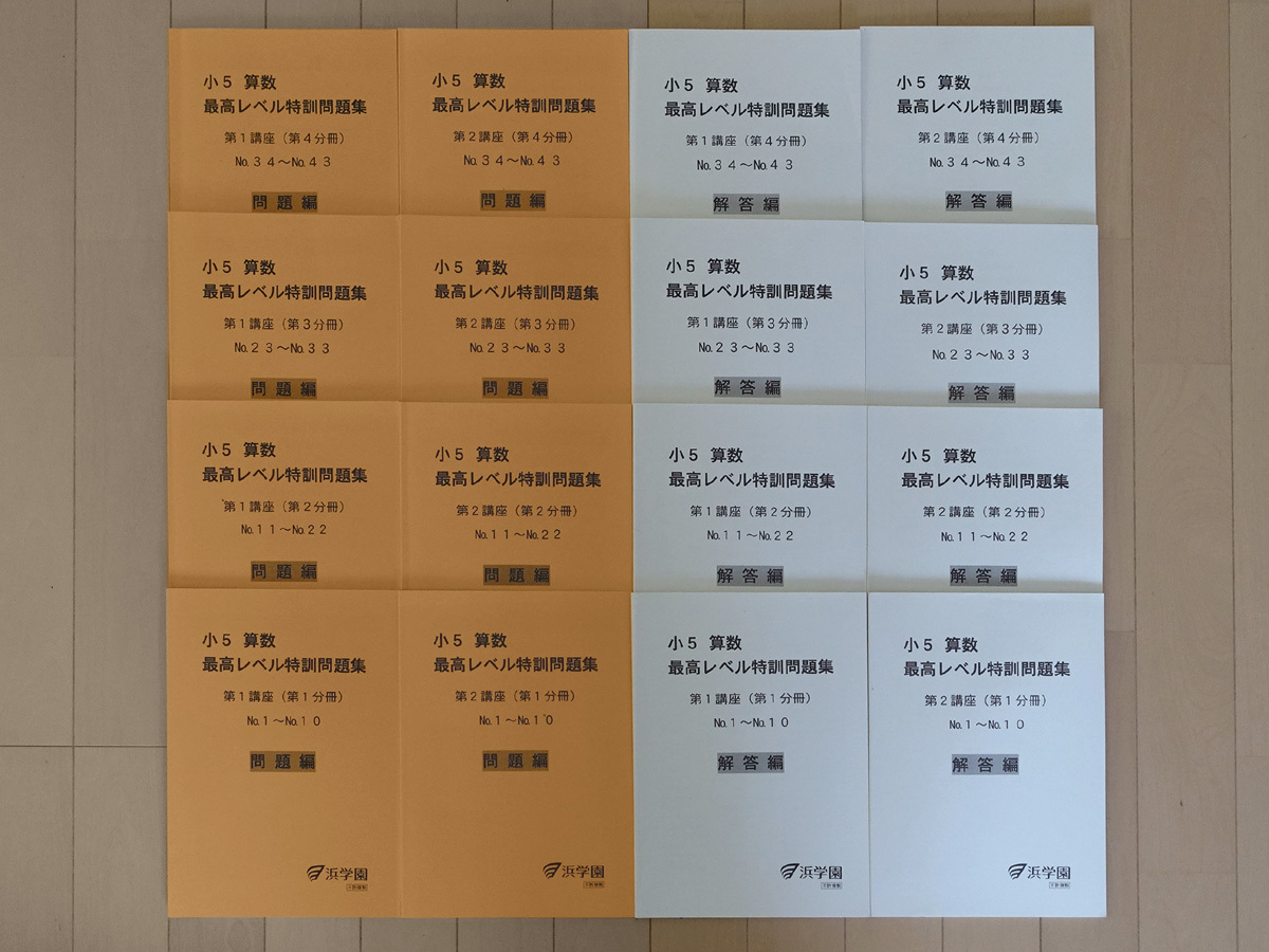 ★超美品! 浜学園 小5 算数 最高レベル特訓 問題集 1年分 ほぼ未使用拍卖