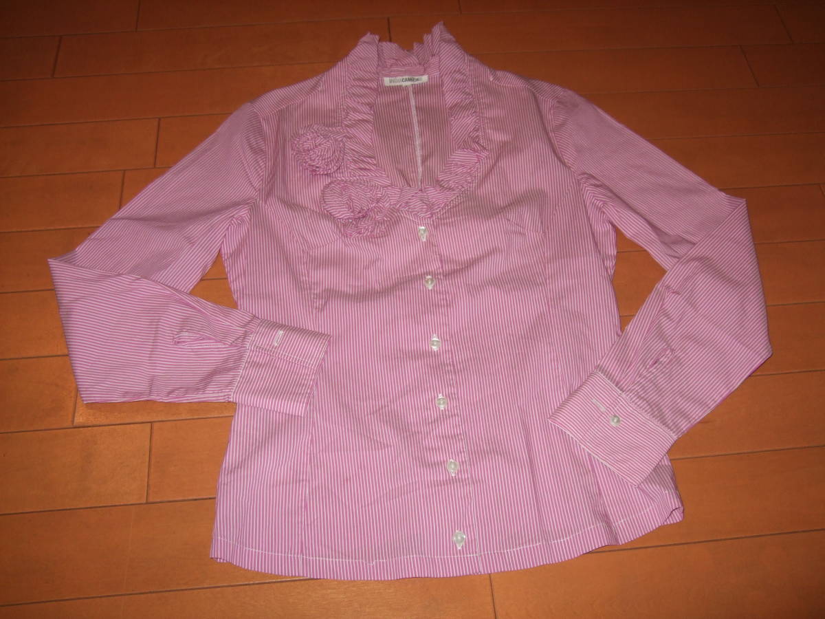 良品即決☆ナラカミーチェ ストライプ コサージュ付ブラウス☆サイズS拍卖