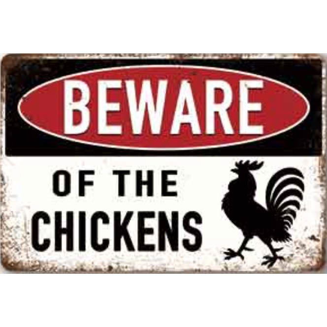 A2984 メタル サイン ブリキ 看板 金属 プレート パネル 店 出没 注意 警告 危険 動物 ペット 家畜 鶏 にわとり ヒヨコ 67拍卖