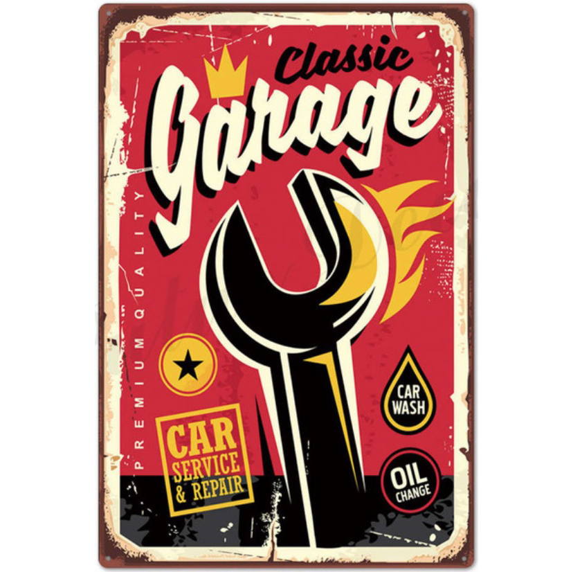 A1458 メタル サイン ブリキ 看板 金属 製 プレート レトロ 風 アート パネル 店 舗 車 バイク 修理 GARAGE ガレージ 【0644拍卖