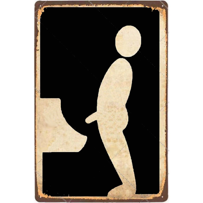 A2161 メタル看板 ブリキ看板 金属製 プレート ヴィンテージ風 サイン ピクト 店舗 おもしろ 案内 トイレ 男 【3708】拍卖