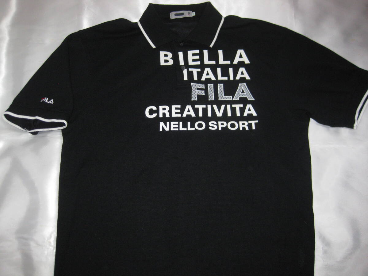 ★超美品/USED★FILA /人気 の黒×白/前面ロゴ/ポロシャツ★XL★拍卖