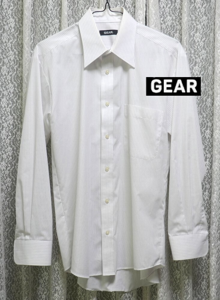 GEAR 紳士 ストライプ 長袖 カッターシャツ 38-80 サイズL 爽やかストライプ 拍卖