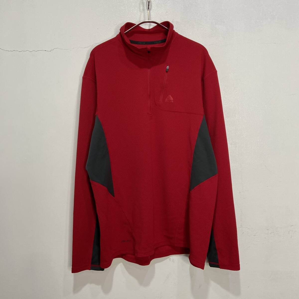 送料無料☆NIKE ACG☆ナイキ☆ハーフジッププルオーバー☆ドライフィット☆ワンポイントロゴ☆レッド☆XL☆E24M拍卖