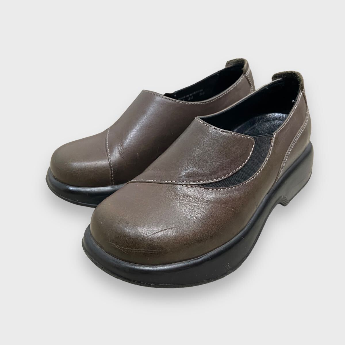 送料無料☆ dansko☆レザークロッグシューズ☆サイドゴア☆茶系☆23-23.5cm拍卖