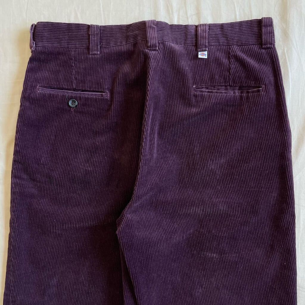 Special! 70s Dickies パープル 太畝コーデュロイ パンツ チビタグ USA製 W34 ビンテージ ディッキーズ 80s 90s拍卖