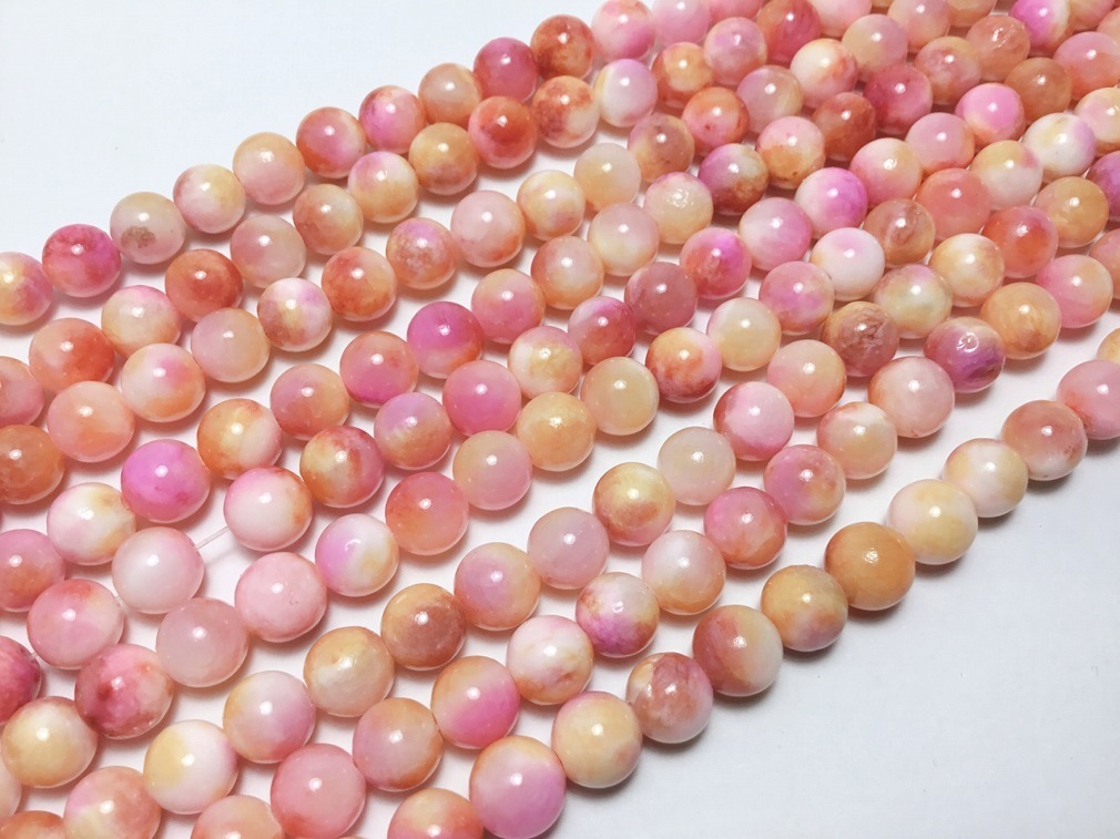 連売り ビーズクラブ キャンディジェイド XP-23 ラウンド 8 mm 天然石 パステル カラフル パワーストーン ブレスレット拍卖