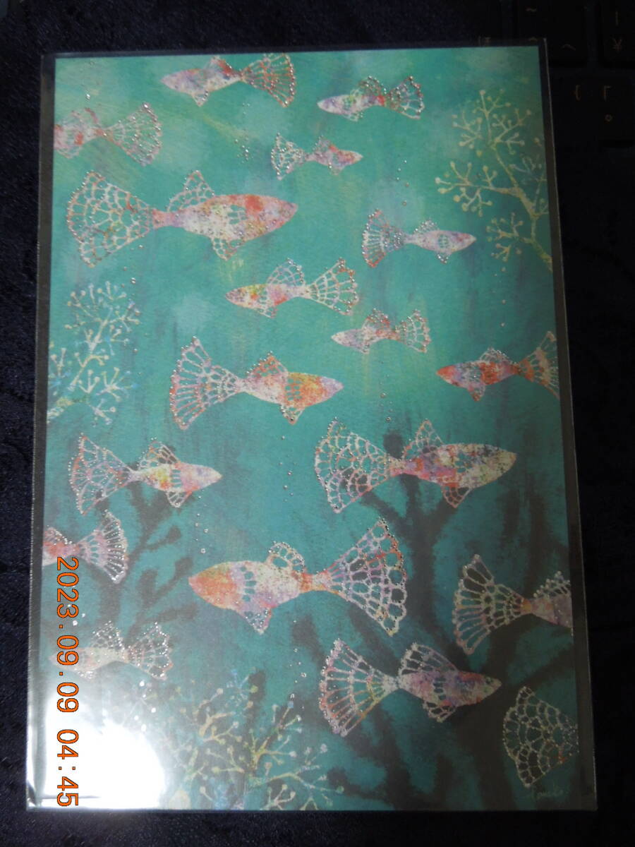 Clothes・pin Tomoko Hayashi ポストカード ② / 魚 / 箔押し 未開封 イラストカード拍卖