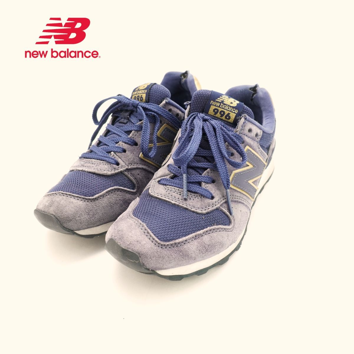 New Balance ニューバランス 23.0 ローカットスニーカー レースアップ スエード レディース 紺 ネイビー/PC51拍卖