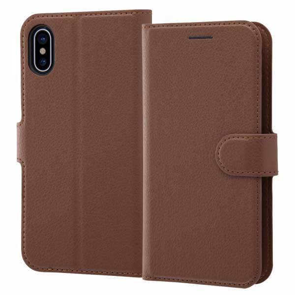 iPhone XS iPhone X 手帳型ケース ダークブラウン カバー シンプル マグネット スタンド カードポケット 保護 イングレム RT-P20ELC1-DK拍卖