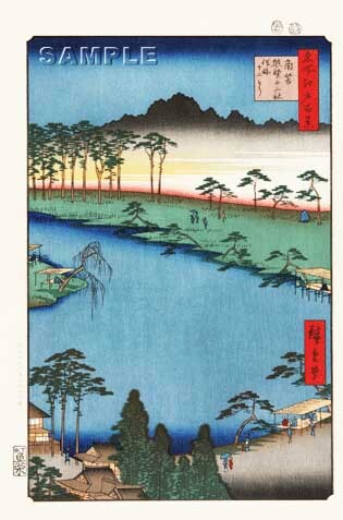 真作保証 東京都伝統工芸品 歌川広重 木版画 名所江戸百景 #050 角筈熊野 十二社俗称十二そう 初版1856-58年頃 世界を唸らせた名構図! 拍卖