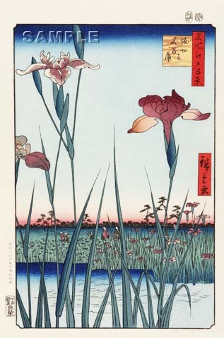 真作保証 東京都伝統工芸品 歌川広重 木版画 名所江戸百景 #064 堀切の花菖蒲 初版1856-58年頃 広重の世界を唸らせた名構図! 拍卖