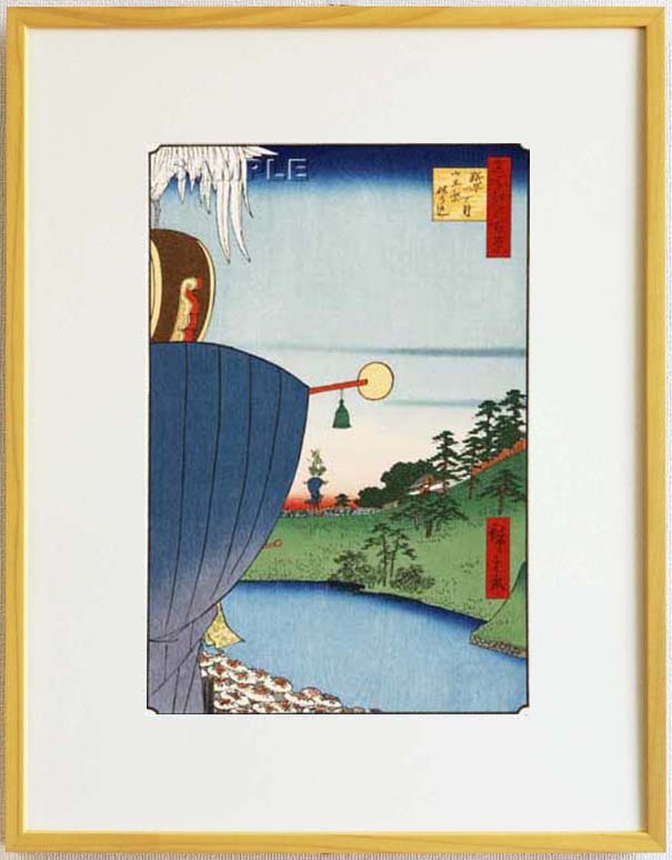 真作保証 東京都伝統工芸品 額装 歌川広重 木版画 #051 糀町一丁目山王祭ねり込 初版1856-58年頃 広重の世界を唸らせた名構図!拍卖