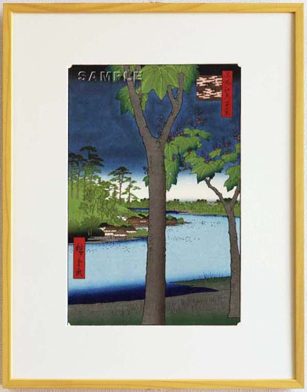 真作保証 東京都伝統工芸品 額装 歌川広重 木版画 #052 赤坂桐畑 初版1856-58年頃 広重の世界を唸らせた名構図!拍卖