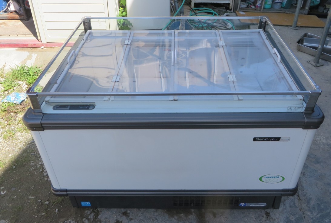 Z-3179■奈良発!フクシマガリレイ オープン冷蔵ショーケース IMC-45RGFSAXR 100V/120×90×85 フタ付/キャンスター有拍卖