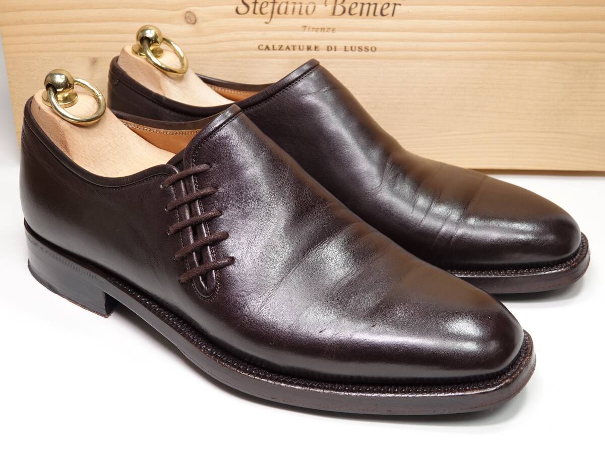 142 / 0529 美品 ステファノベーメル サイドレース ダークブラウン カーフ 39.5~40位? ツリー付き拍卖