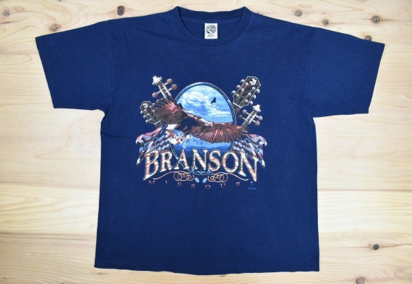 90'sUSA古着 ミズーリ州 ブランソン ビンテージ スーベニア Tシャツ sizeXL 紺 イーグル ギター ビッグシルエット 大きいサイズ アメリカ拍卖