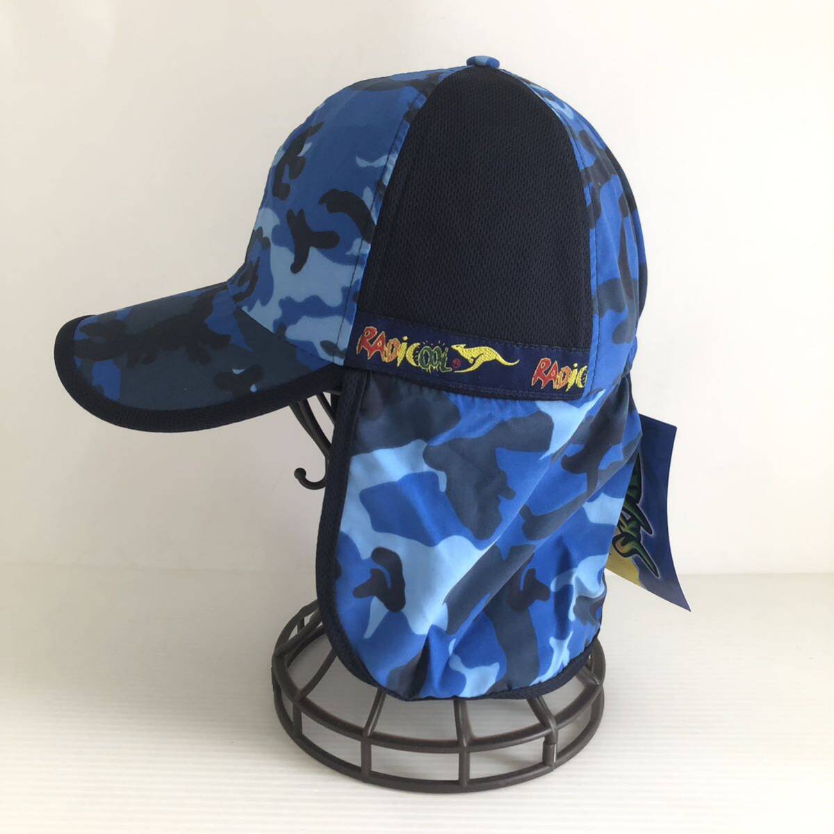 RADICOOL ラディクール skins スイムキャップ 水陸両用 日よけ付 帽子 キャップ キッズ Sサイズ レジャー 水遊び 迷彩柄 未使用タグ付拍卖