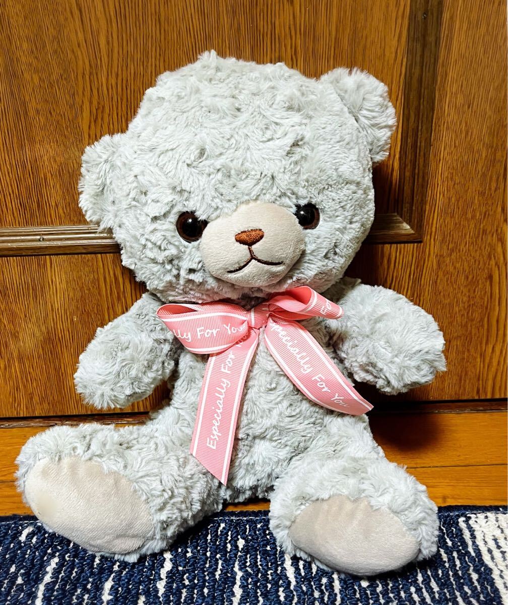 新品 マイローズベア グレー 30cm ぬいぐるみ ふわふわ クマ テディベア 人形 くま クマ 熊 りぼん リボン ローズ ボア 大きめ ふわもこ拍卖