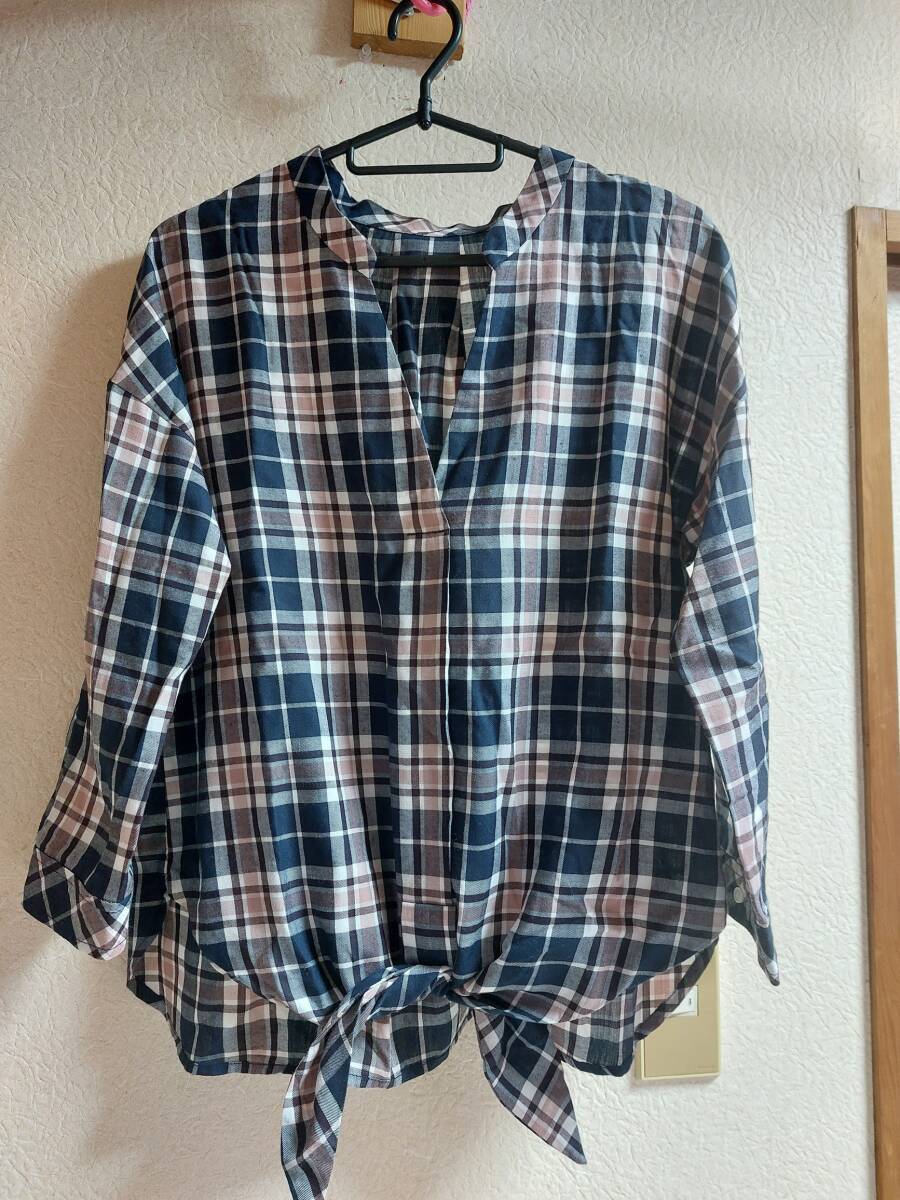 Rew de Rew◆ルゥデルゥ◆チェック柄ブラウス・プルオーバー◆ネイビー×ピンク×白拍卖