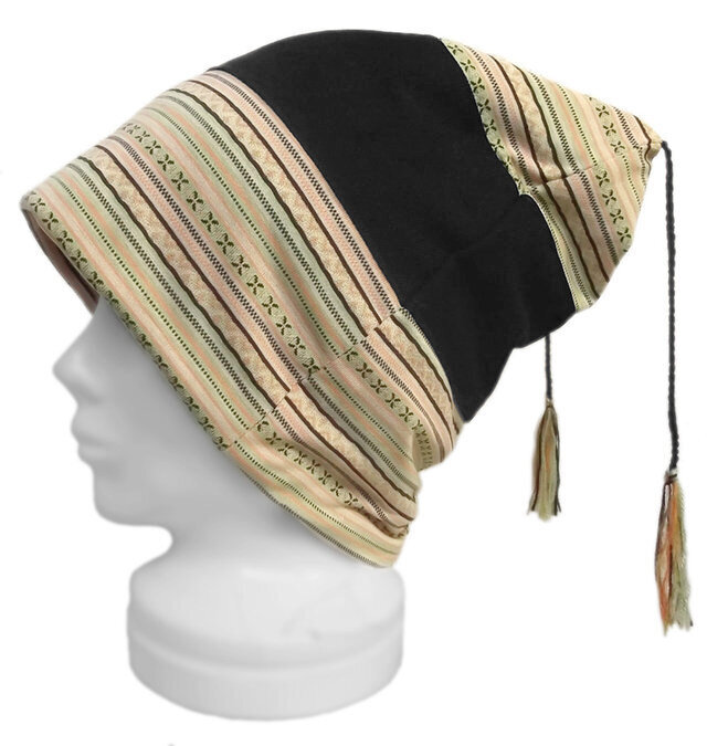 ◇送料無料◇ ハンドメイド◆X JAPAN◆hide風 フォークロア調コットンニットキャップ/mixカラー ◇ゆったり・小顔効果・オールシーズン◇拍卖