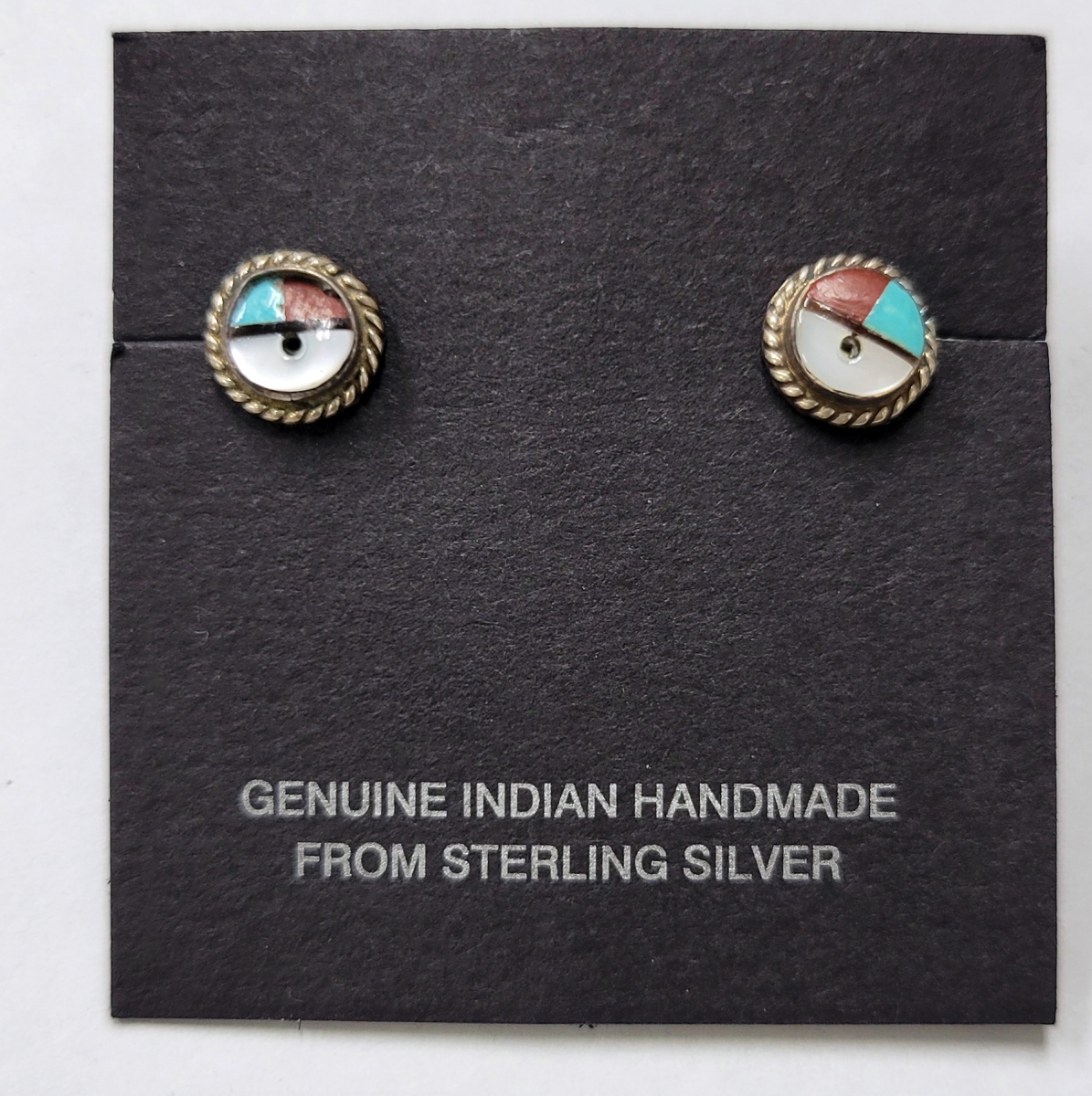 インディアンジュエリー ターコイズ サンフェイス キャッチピアス ナバホピ ネイティブアメリカン 純銀 シルバー925拍卖