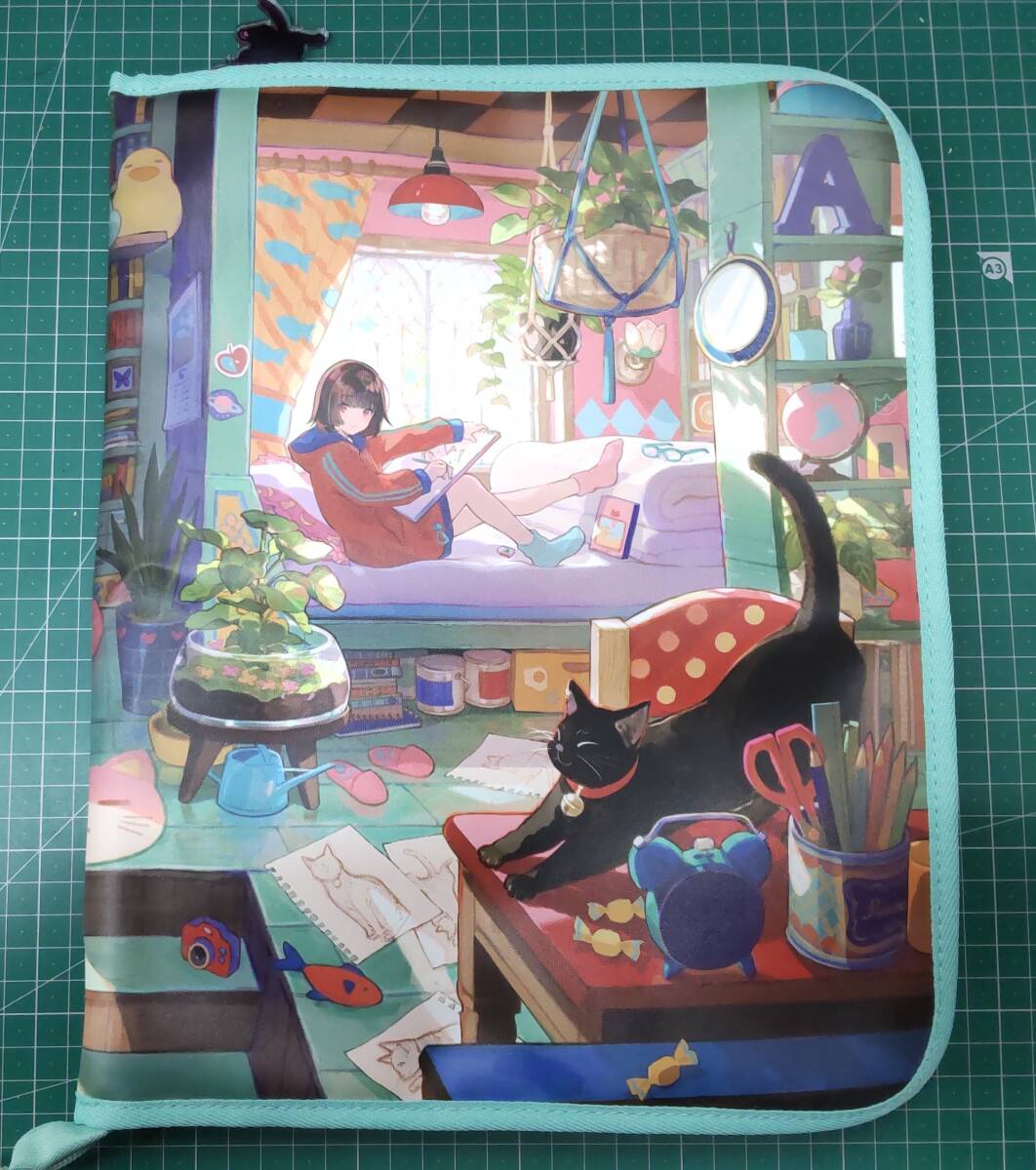 「猫とスケッチ」 藤ちょこ 描き下ろし A4サイズ タブレットポーチ ●H3712拍卖