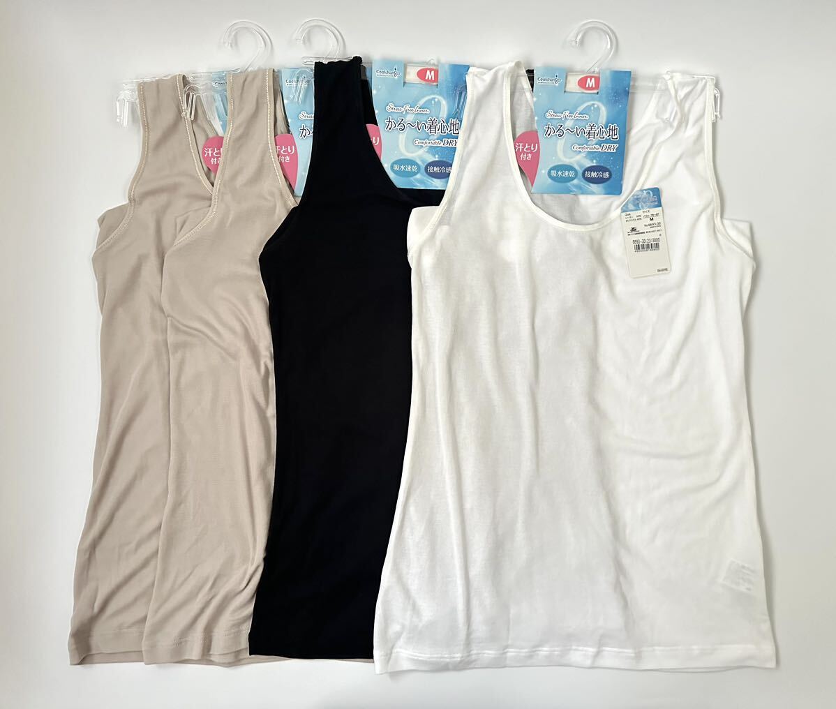 新品 タグ付き タンクトップ インナー 4枚セット 接触冷感 さらさら吸水速乾 Coolchanger comfortable DRY 涼しいインナー Mサイズ拍卖