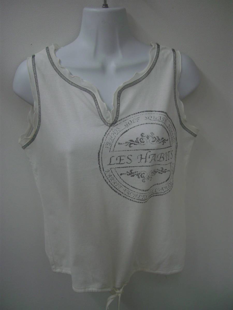送料無料! les habits(レザビヌフ/オールスタイル)綿100%/オーガンジー/タンクトップ(ホワイト)☆サイズM拍卖