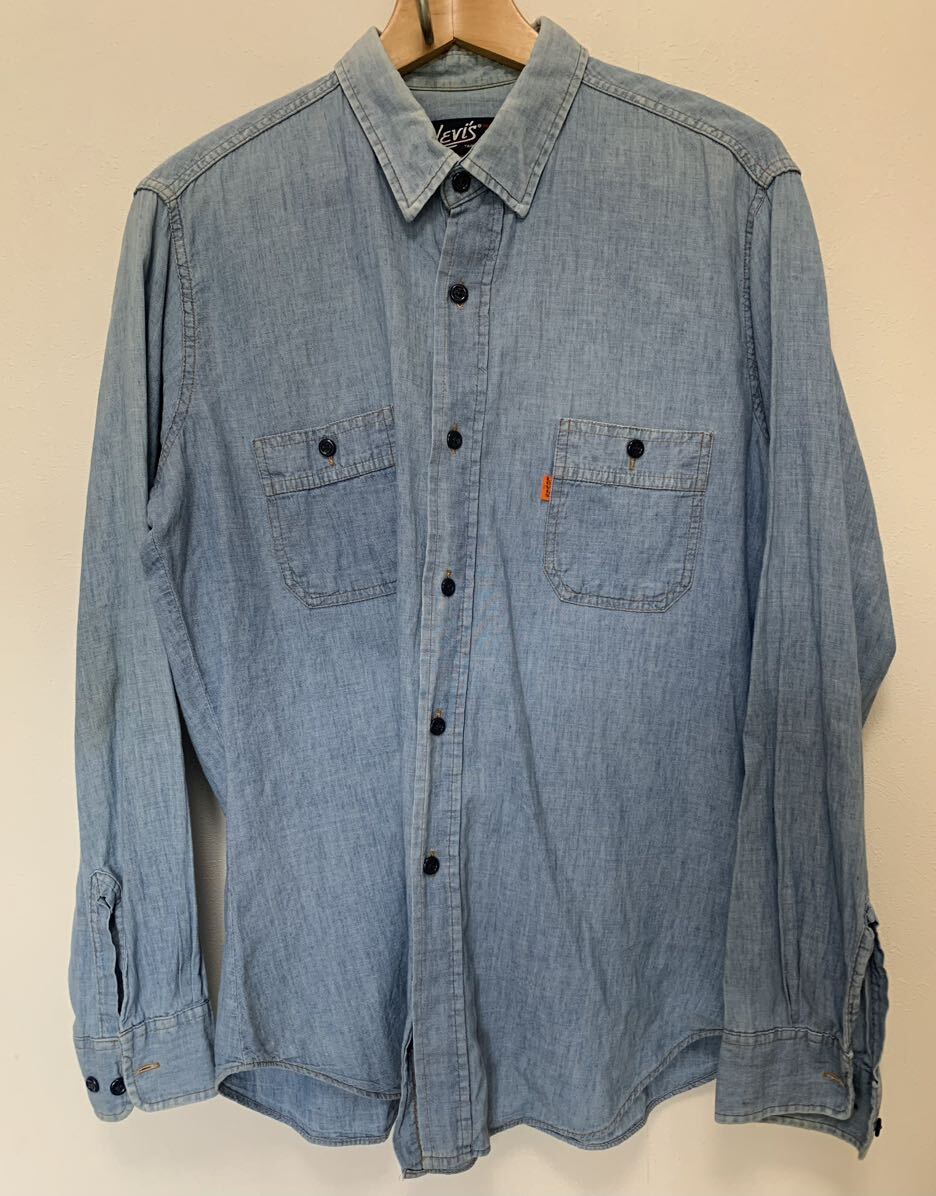 リーバイス 80s ビンテージ LEVIS シャンブレーシャツ XL USED 長袖シャツ デニムシャツ ワークシャツ シャンブレーワークシャツ拍卖