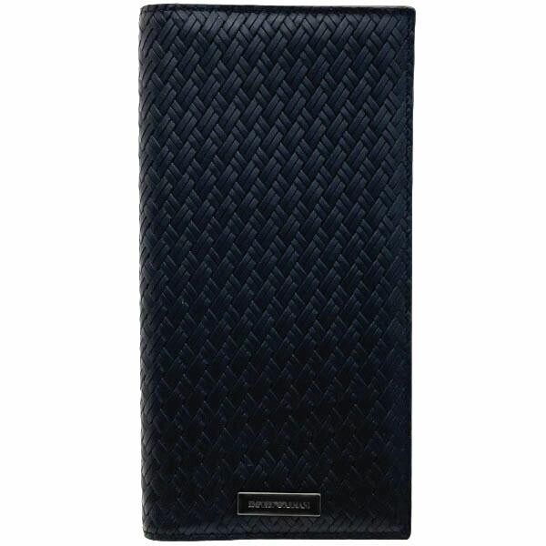 12971 エンポリオ アルマーニ 長財布 ロゴプレート 二つ折り長財布 レザー 革 ブラック 黒 EMPORIO拍卖