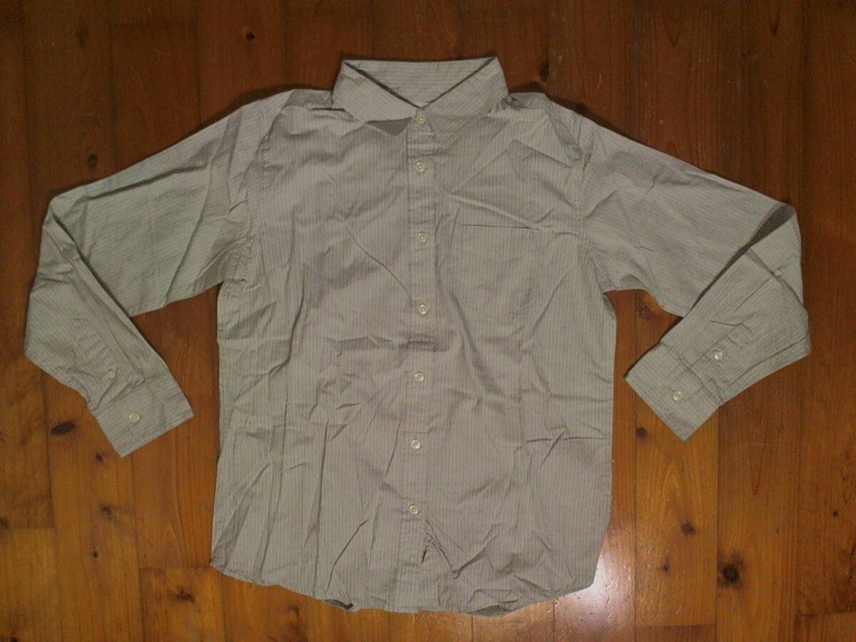 松☆セブンデイズサンデイ ☆SEVENDAYS=SUNDAY☆コットン長袖シャツ ストライプ長袖シャツ F グレー ストライプ拍卖