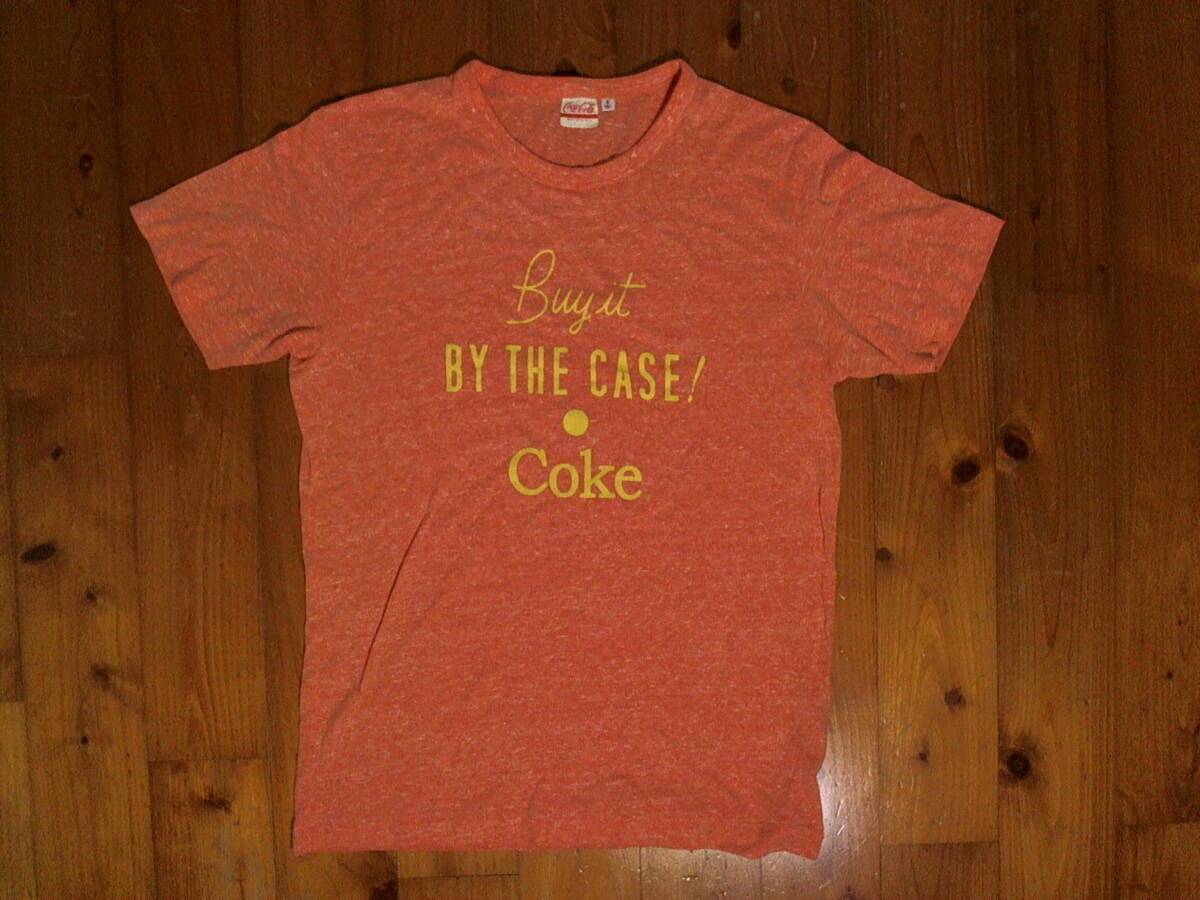 松☆コカコーラ×ユニクロ☆Coca-Cola×UNIQLO☆プリント半袖Tシャツ L オレンジ系 霜降り拍卖