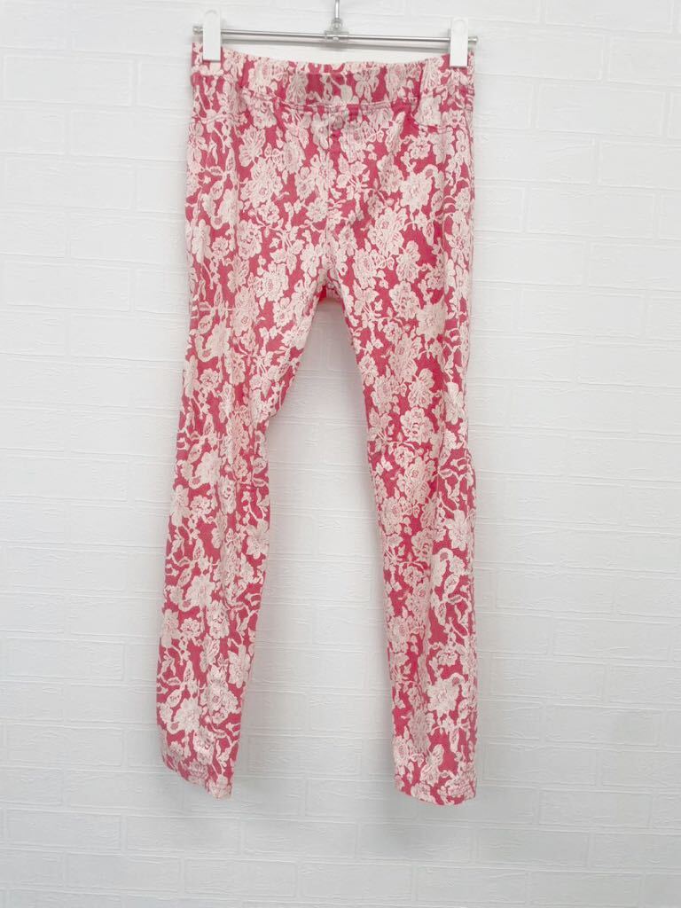 DEGAGE(デガージェ)パンツ レギンス スパッツ ストレッチ有 ピンク 花柄Mサイズ ヨガ スポーツジムにも ウエストゴム Chaos 白拍卖