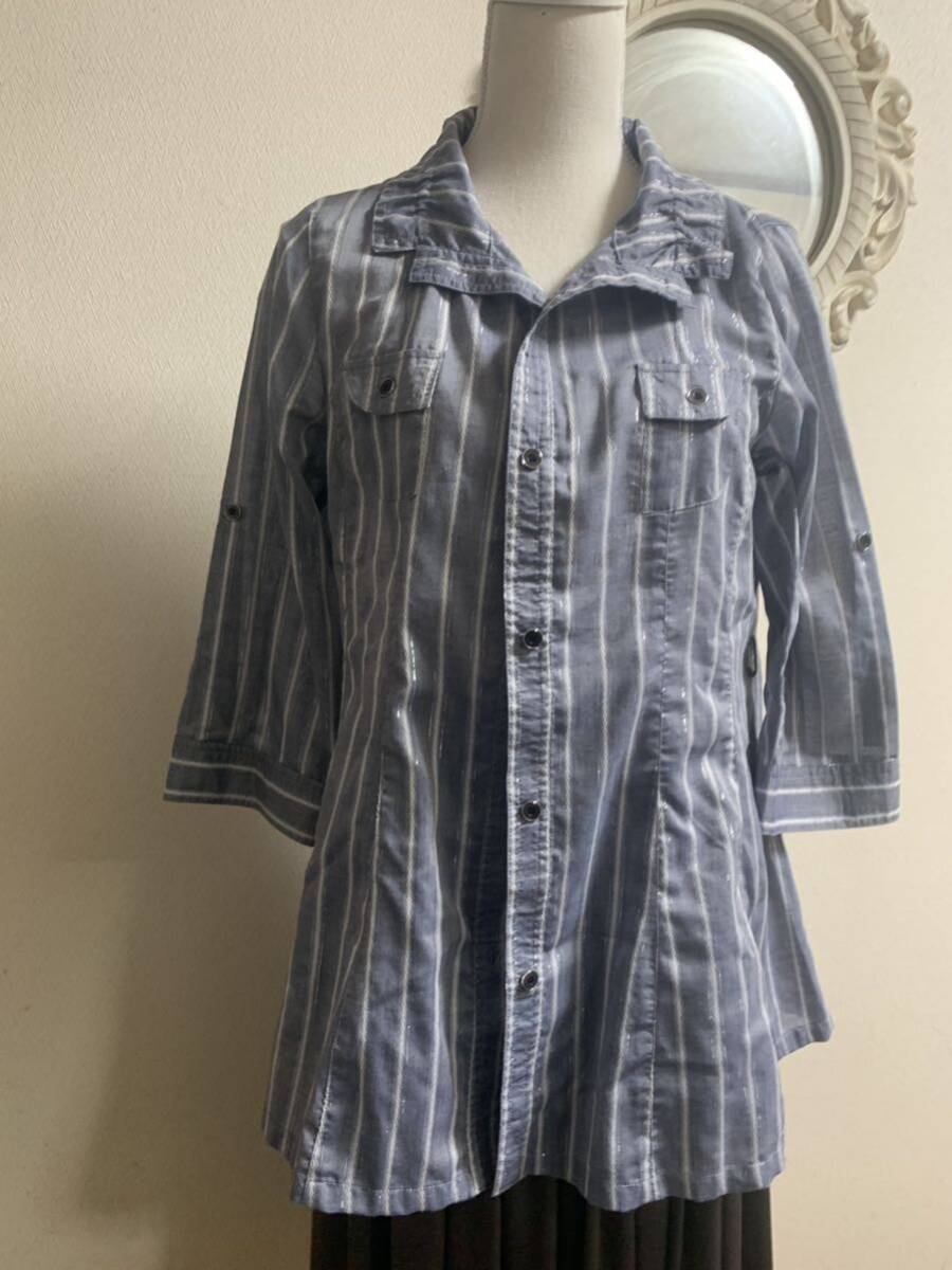 美品 WELFARE 夏の ジャケット ストライプ柄 ラメ混 透け感拍卖