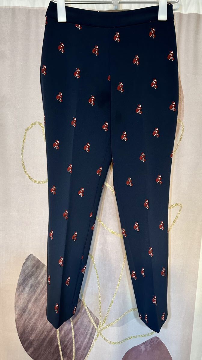 ケイトスペード ニューヨーク フォックスプリント キツネ スラックス ネイビー拍卖