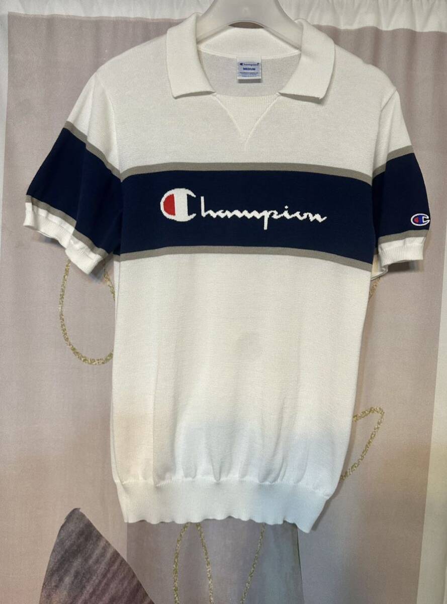 チャンピオン ボーダー テニス ゴルフ スポーツ ロゴ サマーニット ニットポロシャツ拍卖